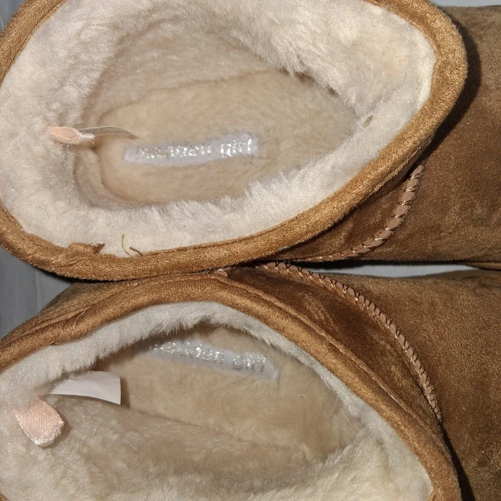 Madden Girl Womens G Bondi Tan‎ Faux Suede Shearling Lined Ankle Boots Size 11
